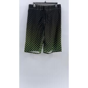 CLOTHIN Men's lack-Green Square Print Pull-On Swim Board Shorts SZ 30